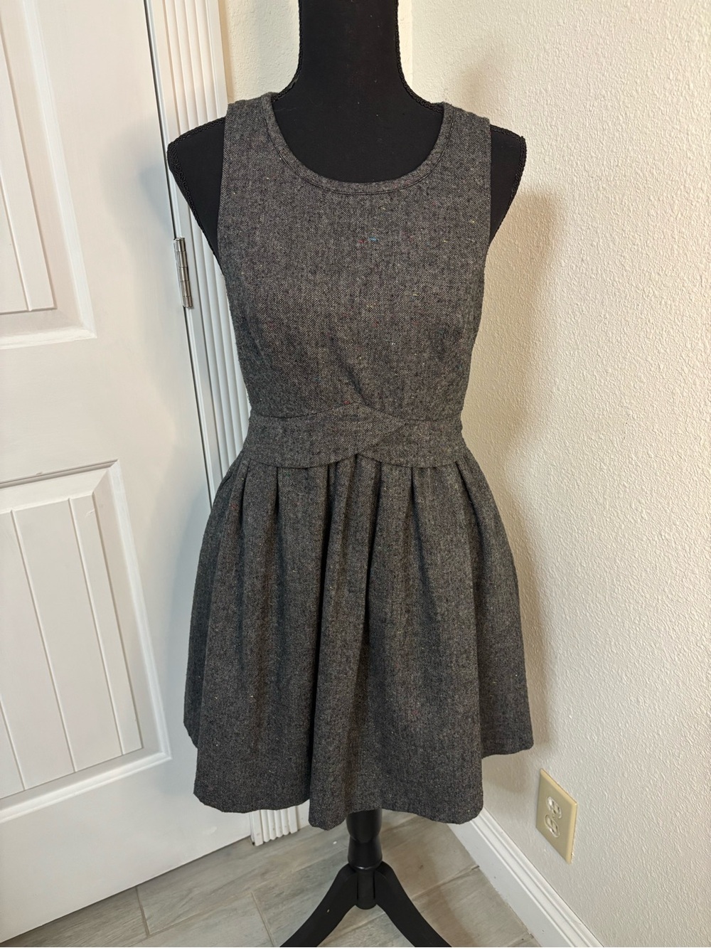 Cooperative Gray Sleeveless Fit-and-Flare Wool Dress